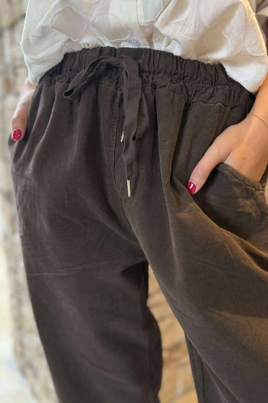Made in Italy Baby Cord Classic Slim Jogger Chocolate